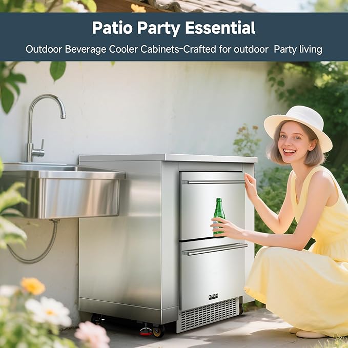 BODEGA 24Inch Stainless-Steel Outdoor Kitchen Cabinet for Beverage Refrigerator,freestanding & Under Counter Kitchen Appliance Cabinets Module is Designed to UnderCounter Beverage Cooler