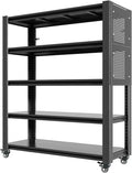 72" H 5 Tier Adjustable Shelving Unit with Pegboard & Wheels - Heavy Duty Metal Storage Rack for Garage, Warehouse, Office - 2000LB Capacity, Tool-Free Assembly (23.6" D x 47.2" W)