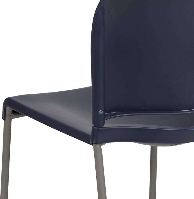 Flash Furniture Hercules Series Contoured Stacking Chairs for Waiting Rooms and Offices, Ergonomic Lobby Chairs with Curved Back, Set of 5, Navy