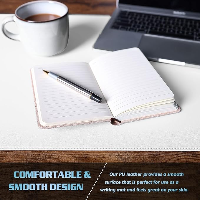 K KNODEL Desk Mat, Blotter, Dual-Sided Office Desk Pad, Waterproof Desk Mat for Desktop, Desk Blotters, PVC Leather Pad Protector (White, 31.5" x 15.7")