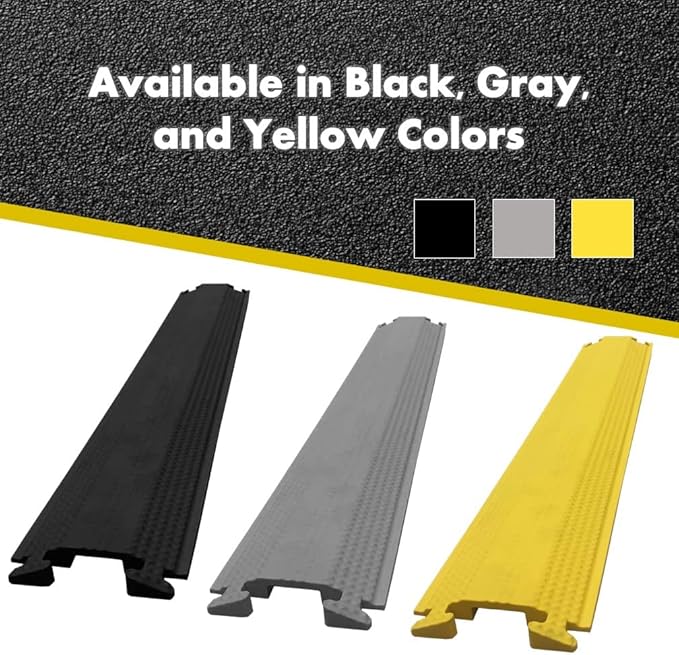 Kable Kontrol Drop Over Floor Cord Cover – 60” Inch Long 1 Channel Cable or Wire Protector – 10 Pcs Bulk Pack - Rubber Ramp for Indoor and Outdoor Use – Gray