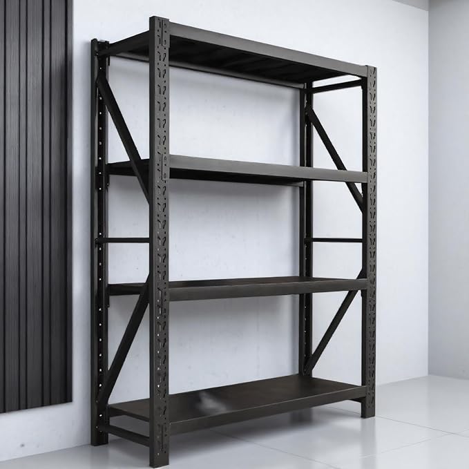 torage Shelves,Garage Shelving Heavy Duty Metal Adjustable Garage Shelves, Shelving Units Industrial Shelving for Warehouse (Black, W47.2*D23.6*H79)