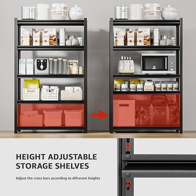 55.12" W Father&I 5-Shelf Industrial Adjustable Heavy-Dudy Tall Metal Garage Storage Shelves Shelving Units/Steel Wire Rack System (Commercial) for Basement/Shop, 84" H*55.12" W*24" D*, Black