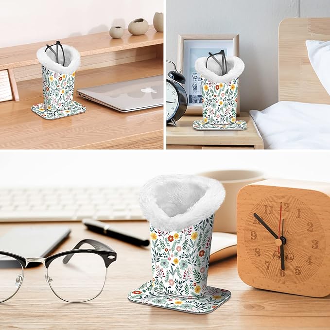 Fintie Plush Lined Eyeglasses Holder, Glasses Stand Case, Anti-scratch Glasses Storage Organizer for Desk, Nightstand, Office