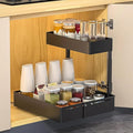 Under Sink Organiser,2 Tier Pull Out Cabinet Organiser,Height Adjustable Out Cabinet Drawer,Multi-Purpose Slide Out Storage Shelves for Home,Kitchen,Bathroom (White) (Black)