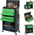 8-Drawer Heavy Duty Tool Chest with Wheels - Industrial Rolling Tool Box, Lockable Drawers & Smooth Glide System for Mechanics, Garage, Auto Repair Shop(GreenBlack)