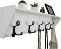WEBI Wall Shelf with Hooks Underneath,35” Long Wall Mounted Coat Rack with Shelf,Entryway Coat Rack with 5 Triple Hooks for Hanging Coats,Jacket,Hallway,Bedroom,Mudroom,White