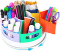 Art Supply Organizer, Extra Large 360° Pencil Caddy with 7 Removable Compartments for Kids, Rainbow Stationary Marker Organizer for Home, School, and Classroom