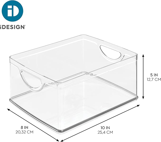 iDesign Pantry Storage Bins with Handles for Cabinets or Fridge - Set of 4 - Clear - Made in USA