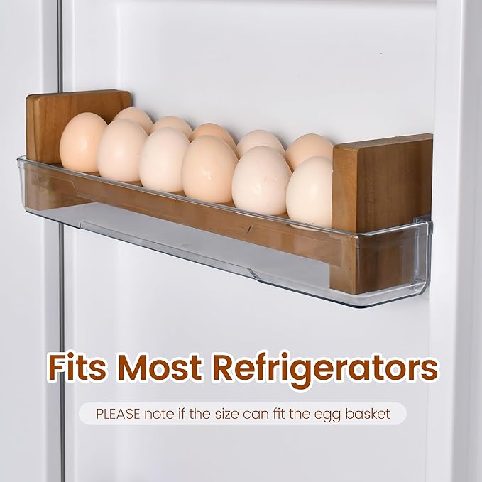 Double Layer Egg Tray Holder Countertop - Wooden Fresh Egg Rack Stackable Storage Basket, 2 Tier Egg Organizer for Farmhouse Kitchen Refrigerator
