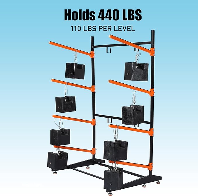 Kayak Storage Rack, Heavy-Duty Outdoor Canoe Rack, Reinforced, Thickened, and Enhanced Rust Resistance, Holds 440 lbs, for Safe Indoor and Outdoor Kayak Storage(4-Tier, Orange)