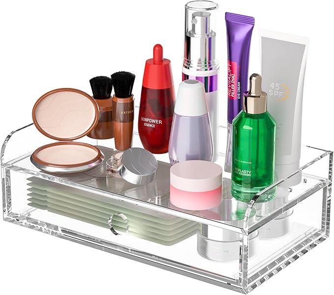Acrylic Desk Organizer 12 "x 6.7" x 4", Clear Desktop Drawer Tabletop Storage Organization for Office Home Makeup Skincare Jewelry