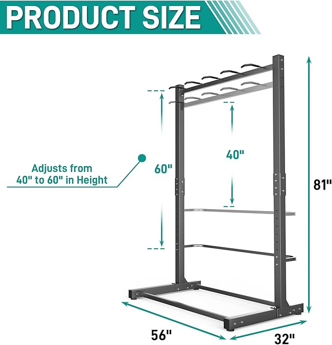 EVERHANGER Freestanding Bike Rack, Vertical Bike Rack Stand for Garage, Bicycle Storage Organizer, Holds Up to 5 Bikes