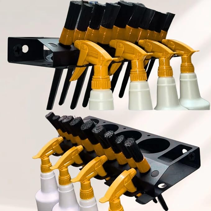 bangminda Wall-Mounted Spray Bottle Holder, 3/8" Air Tool Organizer, Storage Rack for Garage and Home Detailing