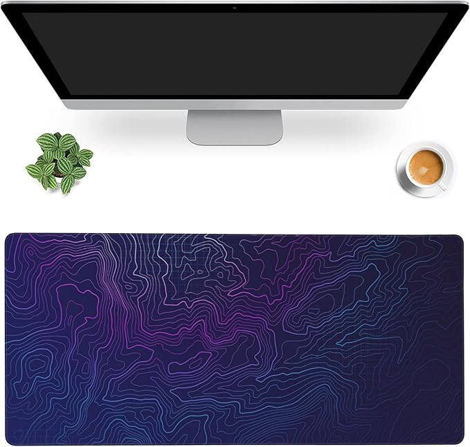 Gaming Mouse Mat Abstract Topography Large Mouse Pad Extended Mouse Pad Desk Mat Non-Slip Rubber Base Mice Pad Desk Pad for Office Game Home 35.4x15.75 in