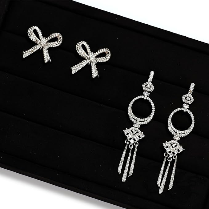 Black Velvet 3-Slots Jewelry Ring Display Tray Showcase Small Jewelry Display Organizer Tray for Rings(M)