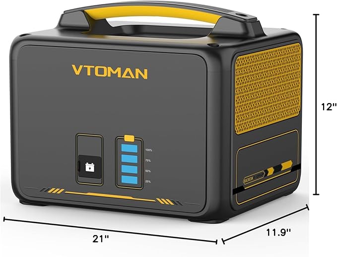 VTOMAN Jump600X 600W Portable Power Station with 640Wh Extra Battery, 939Wh Solar Generator LiFePO4 Battery, Peak 1200W AC Outlet, PD 60W USB-C, 3x12V/10A DC for Outdoor Camping, Off-grid, Home Backup