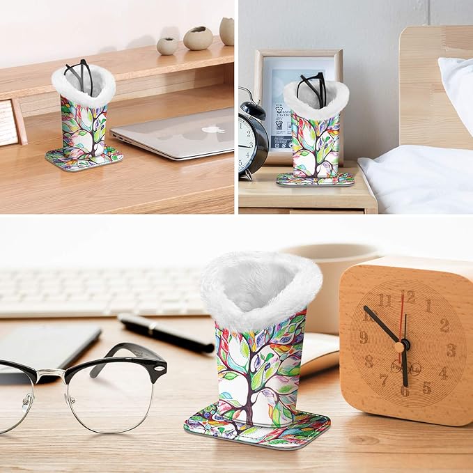 Fintie Plush Lined Eyeglasses Holder, Glasses Stand Case, Anti-scratch Glasses Storage Organizer for Desk, Nightstand, Office