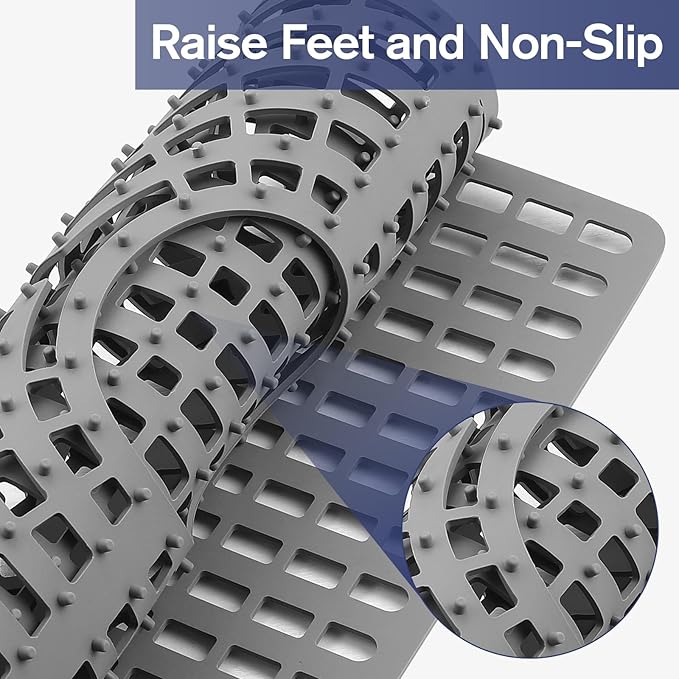 Silicone Sink Protector 24"x12" Center Drain Hole, Heat Resistant Non-slip Dishwasher Suitable, Large Mat for Bottom of Farmhouse Kitchen Stainless Steel Sink (Grey)