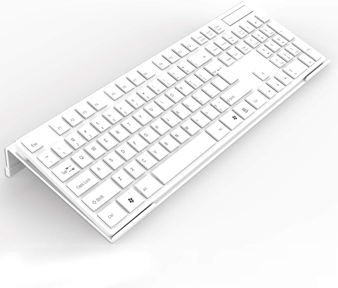 Acrylic Tilted Computer Keyboard Stand for Ergonomic Typing, Keyboard Tray Holder with Silicone Non-Slip Case, White