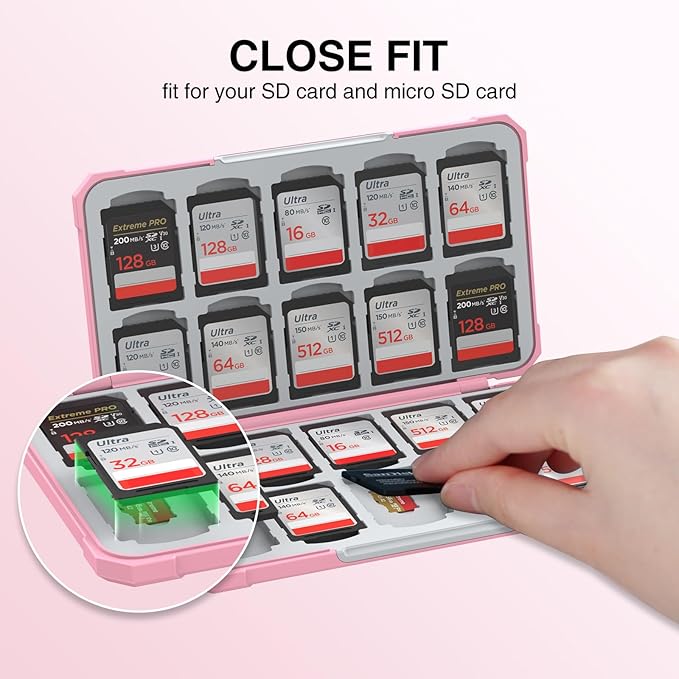 HEIYING Memory Card Case for SD/TF Cards,Portable SD Card Holder Storage Case Compatible with 20 SDXC SDHC and 20 TF Cards Slots