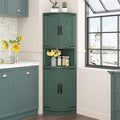 Vabches 64.8" Tall Farmhouse Corner Cabinet with 4 Doors and 5 Storage Shelves, Farmhouse Storage Cabinet with Barn Door Design, Home Space Saver for Living Room, Kitchen, Laundry Room,Green