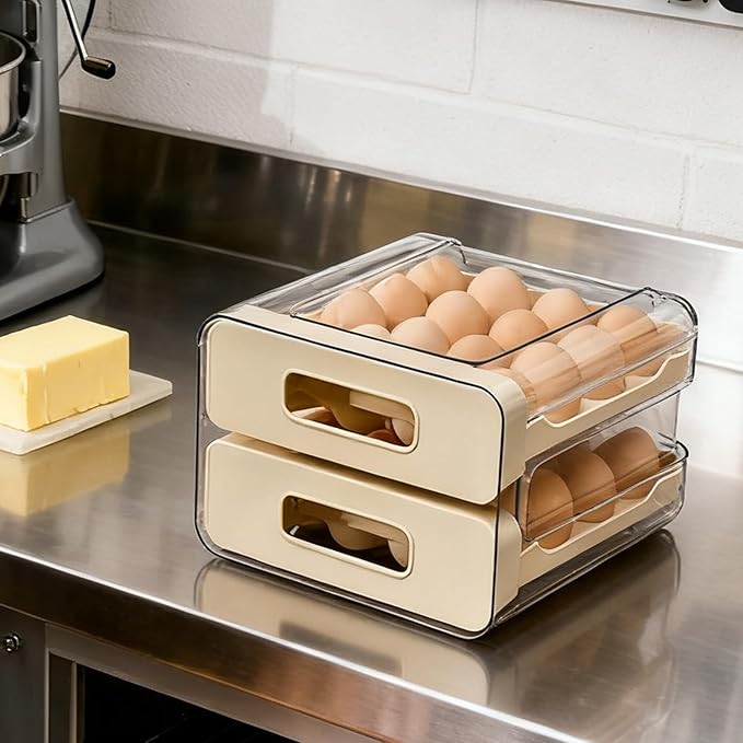 Egg Holder for Counter | Large Drawer Type Storage Box - Large Capacity Chicken Egg Holder Storage - for Home Kitchen Pantry Cabinet Farmhouse Apartment RV Camping Organization