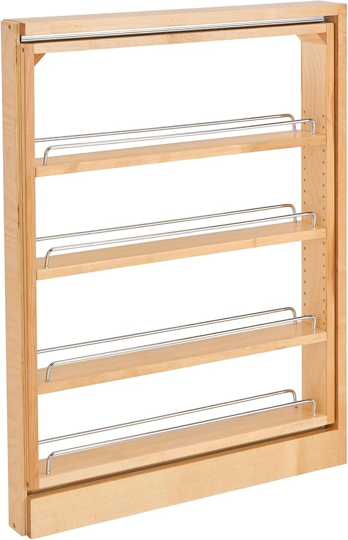 Rev-A-Shelf Base Filler Pullout Organizer Rack for Kitchen/Bathroom Cabinets w/Soft-Close, 3"