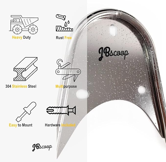 JBscoop Garden Hose Holder Stainless Steel Small Wall Mount Garden Hose Hook, Ideal for Water, Air, Hydraulic Hose, Ropes, Extension Cords Heavy Duty & Rust Proof (2)