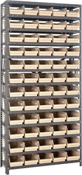 Quantum Storage Systems 1275-102IV Steel Shelving Unit with 4" Shelf Bins, 12" D x 36" W x 75" H, Ivory