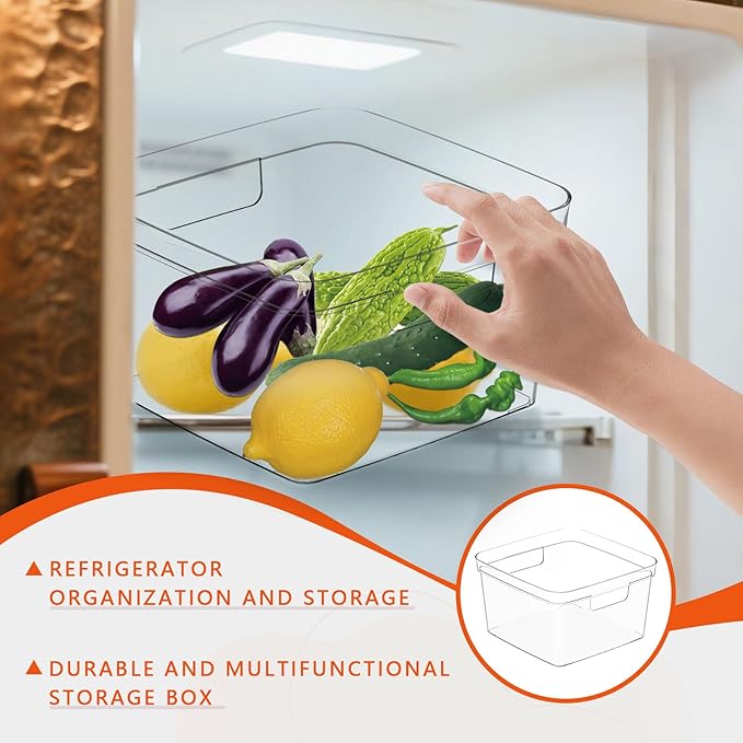 MOONEDGE 6-Pack Clear Plastic Storage Bins — Open-Top PET Storage Containers & Organizers, 10" x 10" x 6" Clear Boxes for Closet, Pantry, Office, Craft, Toy and Refrigerator Organization