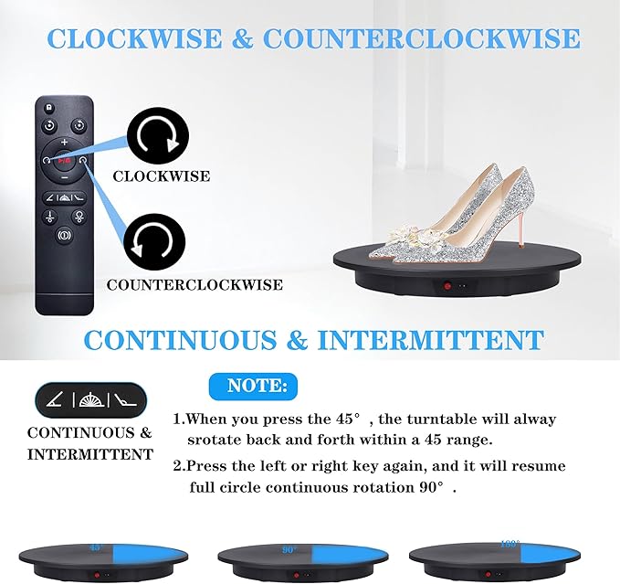 JAYEGT Motorized Rotating Display Stand, 350Lbs Load，360 Degree Electric Rotating Potography Turntable for Products Display，Live Show， Remote Control +5 Colors Backgrounds (Black/16.5inch /Wired)