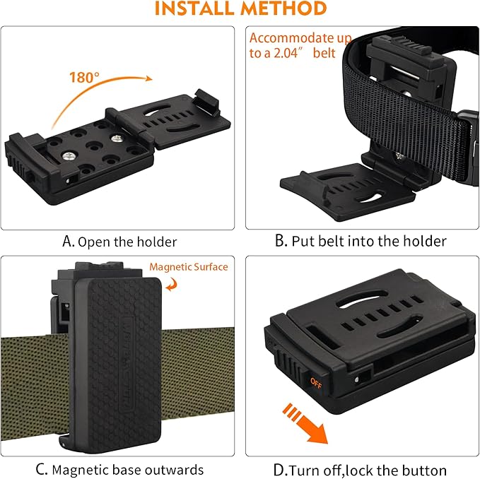 MUTUACTOR 1 PCS Magnetic Tool Belt Clip,Anti-Slip Heavy-Duty Magnetic Mount Tool Belt Holster,Quickly Access Rubber Coated Magnet Belt Clip for Organizing Screwdrivers Hammers Wrenchs