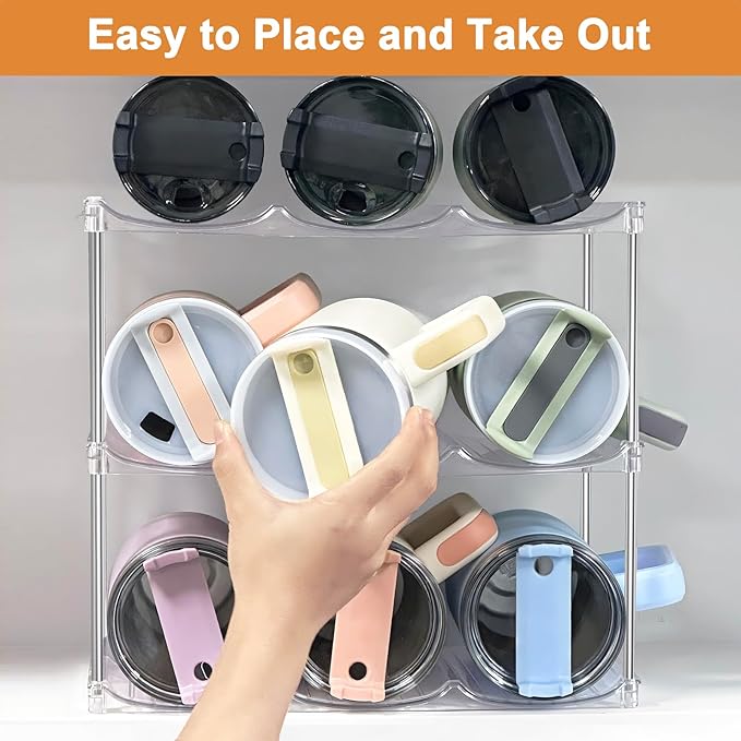HOMECOR Water Bottle Organizer for Stanley 40 oz Tumbler - Large Stackable Water Bottle Holder for Cabinet, Pantry Kitchen Organizers and Storage for Stanley Cup Accessories, Tumbler Storage Organizer