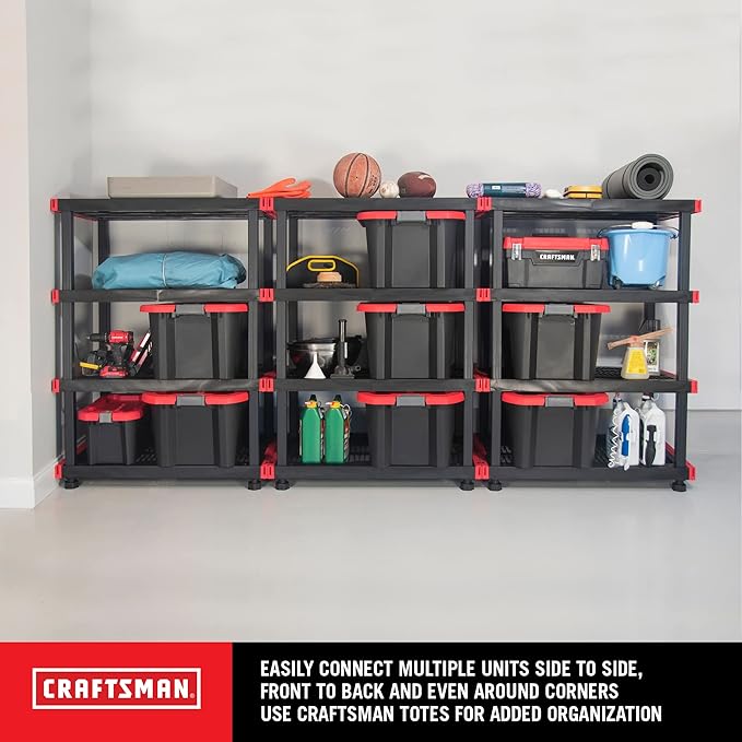 CX Craftsman, 4-Tier Highly Durable Storage Rack, 200lbs/shelf, (55H x 40W x 24D), Interlocking Shelving Unit and Weather-Resistant Design, American Made Garage Shelf
