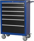 6-Drawer Rolling Tool Chest Cabinet, Large Capacity Metal Tool Box with Wheels and Locking, Roll Around Storage Organizer Tool Cart for Garage, Warehouse, Work Shop - Blue