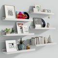 Fun Memories Picture Ledge Shelf, 16 Inch Long Floating Shelves Set of 6, Picture Shelf for Wall with Lip, Large Nursery Book Shelves for Storage, Wall Shelves for Living Room Bedroom Kitchen, White