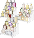 Lifewit 4 Tier Perfume Stand Organizer for Women, Plastic Display Riser, Tool-Free Assembly, Fragrance Makeup Cosmetics Shelf for Vanity Bedroom Bathroom Storage Organization, Clear, 9 Inch, 3 Pcs