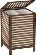 Bamboo Laundry Hamper with Lid, 120L Large Double Laundry Basket with Removable Liner Bag, 2-Section Clothes Laundry Sorter for Bedroom, Bathroom, Laundry Room,18.5 x 18.5 x 25.6 IN, Walnut