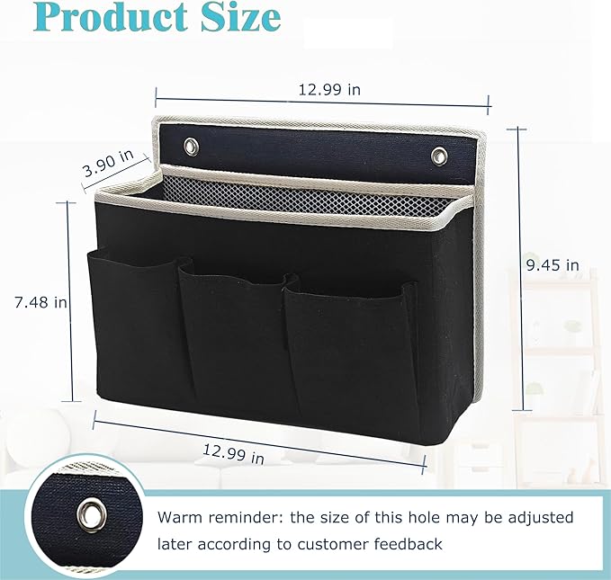 Wall Hanging Organizer Bag/Hanging Baskets with Large Mesh Compartment & 3 Pockets，Over the Door Organizer Space Saving Storage for Bedroom,RV Camper, Closet (Black-1pack)