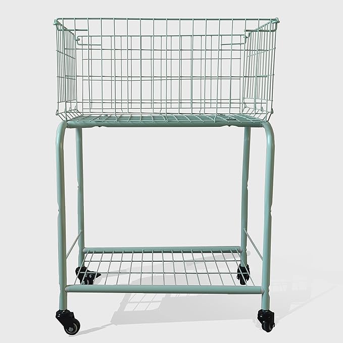 29" Rolling Laundry Cart，Large Capacity Foldable Hamper Basket,MINT Color | Bedroom, Closet Organizer Storage for Home, Dorm(MINT)