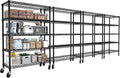 PrimeZone 74''H Wire Shelving 1250lbs 5 Tier Storage Shelves with Wheels NSF Certified Heavy Duty Steel Metal Shelf Adjustable Rolling Rack Kitchen Garage Closet Pantry Laundry 74''HX36''WX14''D 4PCS