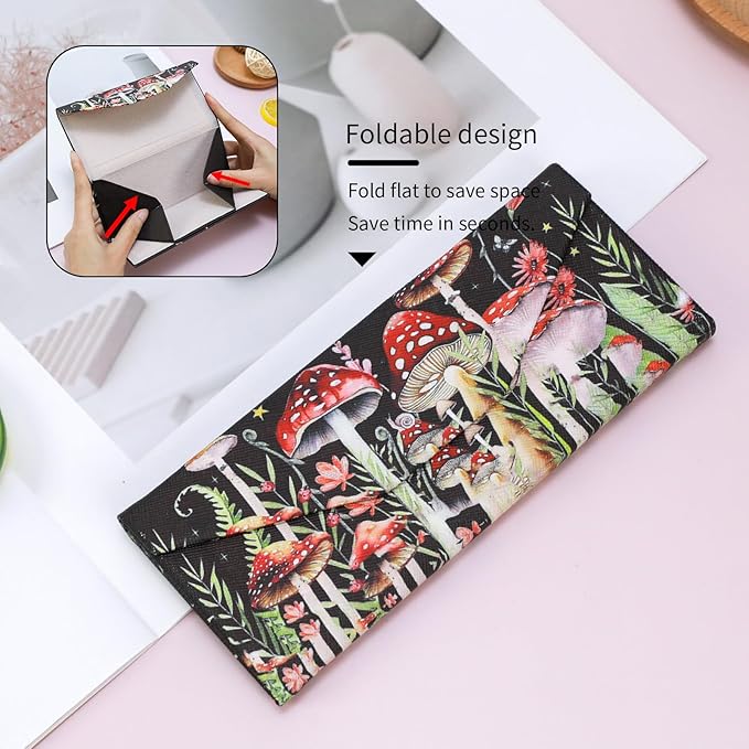 Foldable Glasses Case, Magnetic PU Leahter Sunglasses Case, Cute Hard Shell Folding Eyeglass Cases for Women Kids