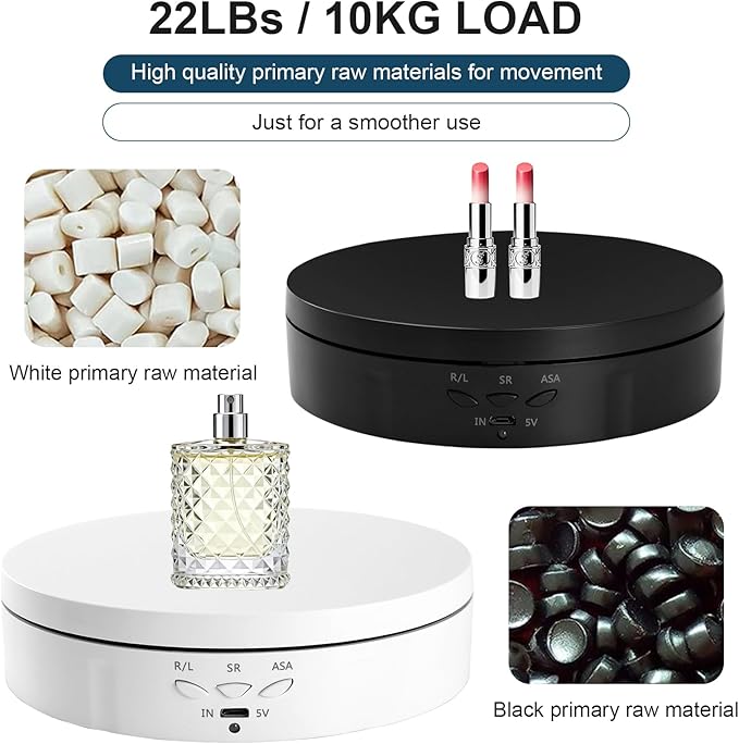 22 lbs Motorized Rotating Display Stand for Jewelry, Automatic Mute Auto Rotating Stand, Electronic Turntable with USB for Display, Photography Products