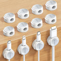 12Pack Magnetic Cable Clips Cord Organizer - Lamicall [Crystal-Clear & Silver Shine] Cable Management Holder for Phone Charging Cord, Strong Adhesive for Nightstand, Home Office Desk Decor Accessories