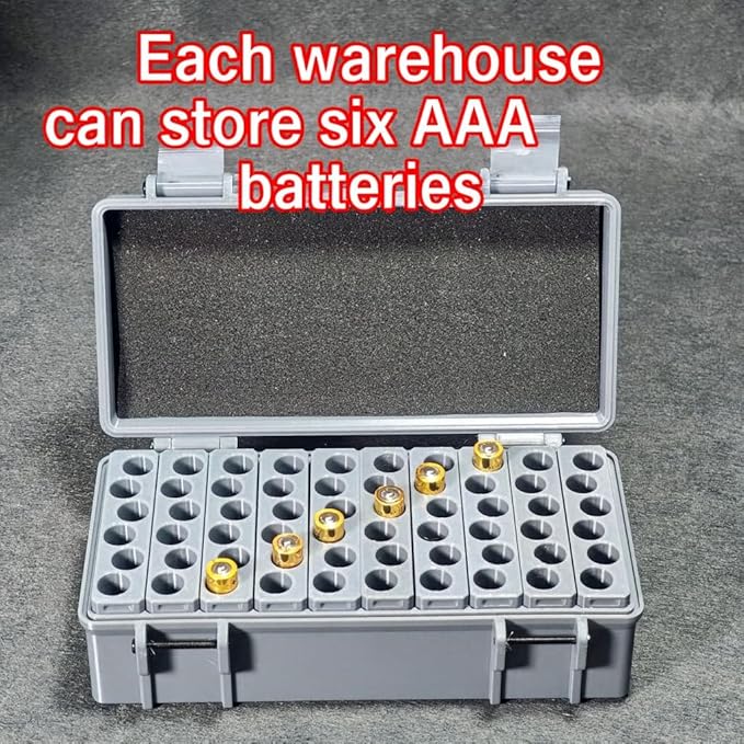 Custom Battery Storage Organizer Box for AA/AAA Batteries, Personalized Logo/Text, Hard Shell Case with Removable Trays and Foam Padding, 3D-Print Compatible Inserts (Medium)