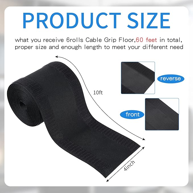 WILLBOND Carpet Cord Cover Cable Protector Floor Cover Cable Protector Management Only for Commercial Office Carpet(59.06 ft,Black)
