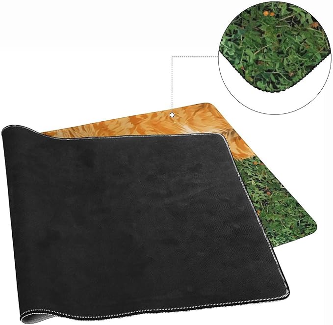 Cozy Cat Large Mouse Pad, Grass Daisy Gaming Desk Mat, XXL Keyboard Desk Pad Mat for Desktop, 35.4"x15.7" Non-Slip Base Big Mousepad with Stitched Edges