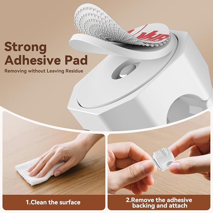 12 Pack Rotatable Cable Clips,Spring Cord Organizer Desk Cable Management Cord Holder Adhesive Phone Charger Cord Clips for Home Office Car Wall Nightstand Accessories White