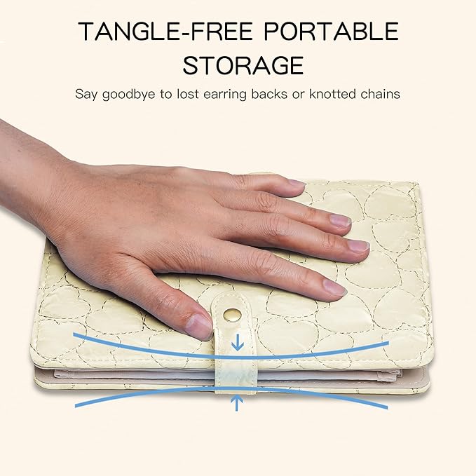 Travel Jewelry Organizer Case,Jewelry Storage Roll Bag for Women,Tangle-Free Portable Storage for Necklaces & Earrings/Rings/Bracelets,Jewelry Storage Book, Waterproof Organizer Bag